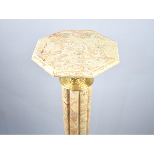 98 - A Reproduction Marble and Gilt Brass Torchere Stand with Octagonal Base and Top and with Support, 10... 