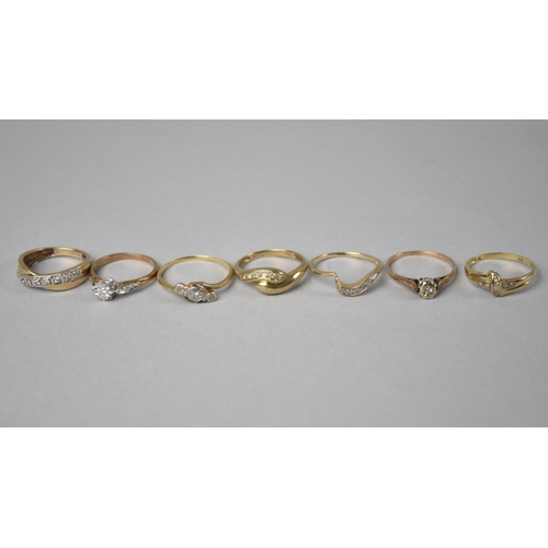 423 - A Collection of Five Diamond and 9ct Gold Mounted Ladies Dress Rings and Two Further Examples with C... 