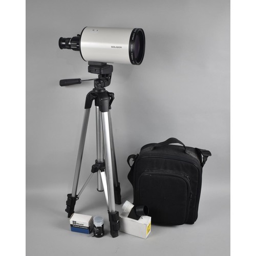 178 - A Modern Soligor Mirror Type Telescope on Tripod with Canvas Carrying Bag and Spare Lenses