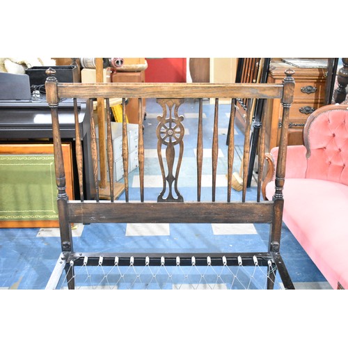 529 - A Mid 20th Century Oak Framed Wheel Back Single Bed Frame, 107cms Wide