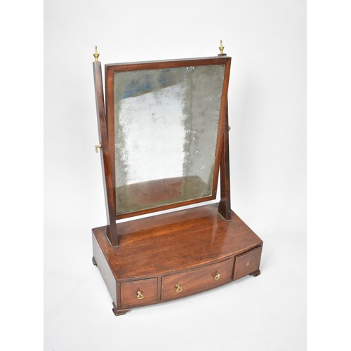 486 - A 19th Century String Inlaid and Crossbanded Mahogany Dressing Table Swing Mirror with Bow Fronted P... 