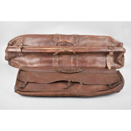 106 - Two Vintage Leather Cricket Bags, Longest 91cms