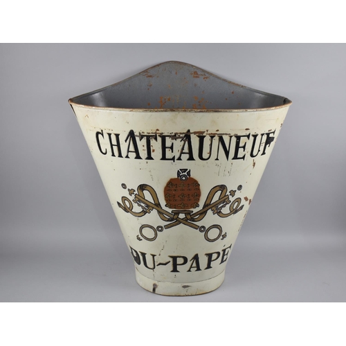 107 - A French Painted Metal Knapsack Grape Pickers Bucket for Châteauneuf-Du-Pape