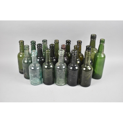 108 - A Collection of Vintage Green Glass Bottles, Various Breweries