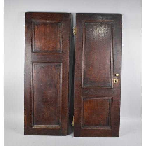 113 - A Pair of Early 19th Century Panelled Oak Doors for Kitchen Cupboard or Similar, Each 85x31.5cms