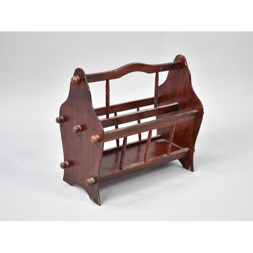 114 - A Late 20th Century Stained Wooden Two Division Magazine Rack, 42cms Wide