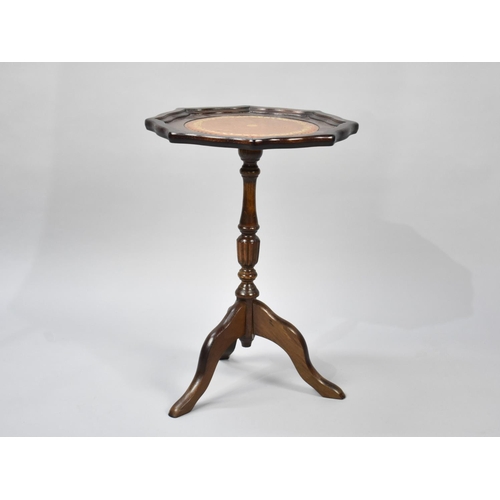 116 - A Late 20th Century Tripod Wine Table with Shaped Circular Topped and Inset Tooled Leather Panel, 38... 