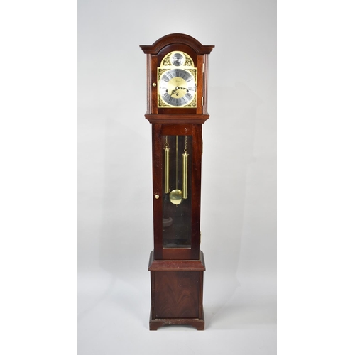 123 - A Modern Westminster Chime Mantel Clock with Glazed Pendulum Door