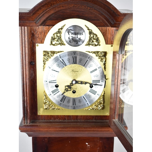 123 - A Modern Westminster Chime Mantel Clock with Glazed Pendulum Door