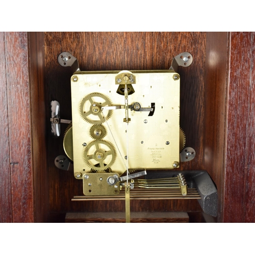 123 - A Modern Westminster Chime Mantel Clock with Glazed Pendulum Door