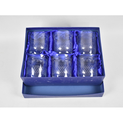 128 - A Mid/Late 20th Century Box Set of Six Royal Doulton Crystal Tumblers with Engraved Decoration