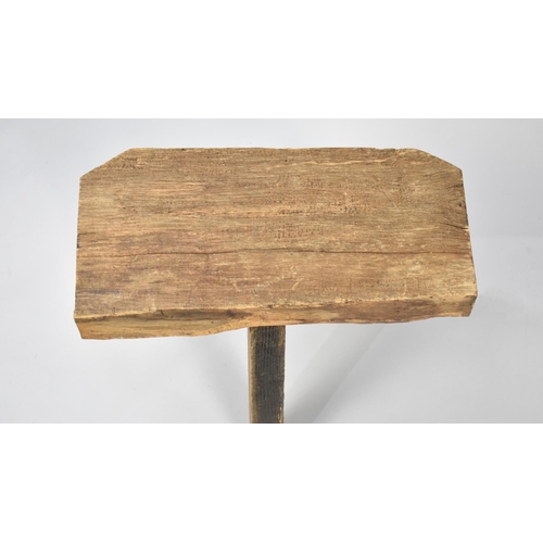 129 - A Vintage Rectangular Topped Three Legged Milking Stool, 43cms Wide