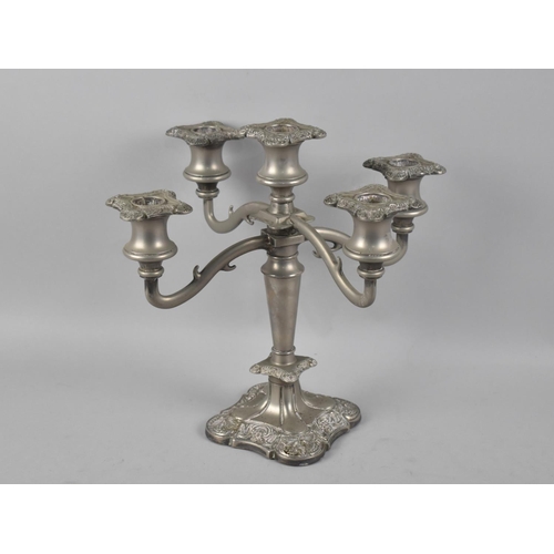 133 - A Mid/Late 20th Century Silver Plated Five Branch Candelabra, 26.5cms High