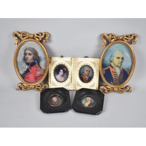 141 - A Collection of Three Pairs of Reproduction Framed Printed Miniatures