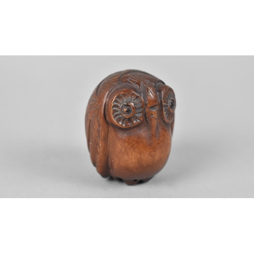 146 - A Carved Wooden Netsuke in the Form of an Owl