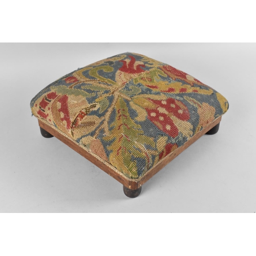 200 - A Vintage Tapestry Topped Square Footstool, 27cms Wide