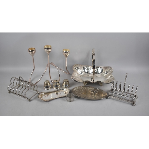 204 - A Collection of Various Silver Plated to include Cake Basket, Toast Rack Etc