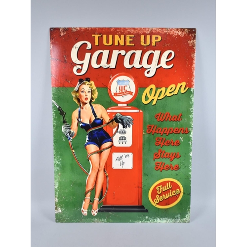 209 - A Reproduction American Garage Sign, Printed on Tin, Tune Up Garage Open, 50x70cm