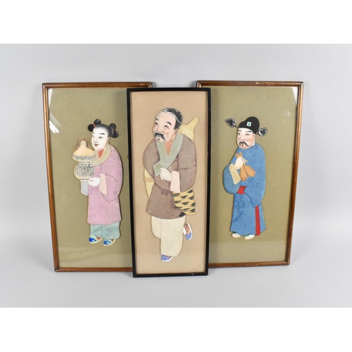 212 - A Set of Three Framed Chinese Silk Pictures