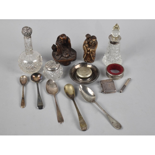 217 - A Collection of Various Silver and Silver Plated items to include Perfume Jars, Small Vesta, Circula... 