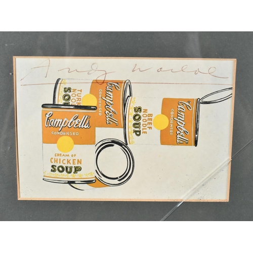 234 - A Framed Autographed Postcard of the Iconic Campbells Soup Tin by Andy Warhol, Signed by Him When Op... 