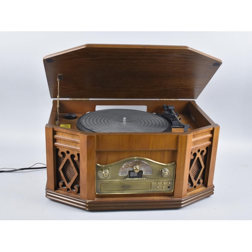 257 - A Vintage Style Music Centre with Turntable, Radio and CD Player, 48cms Wide, Untested