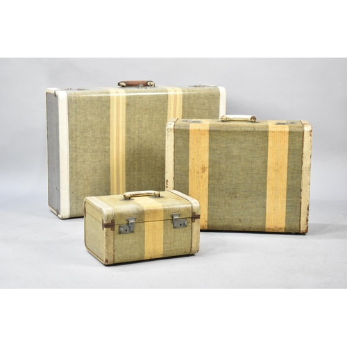 267 - A Vintage Three Piece Luggage Set to comprise Two Fitted Suitcases and an Overnight Bag