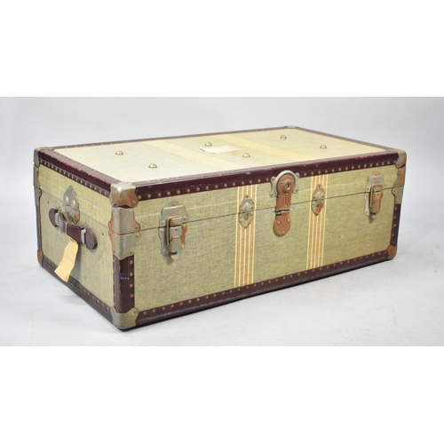 268 - A Vintage Travelling Trunk Containing Fabrics, 91cms Wide