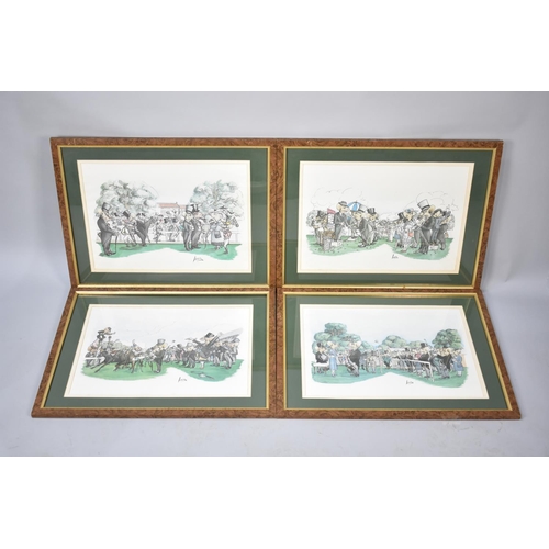 269 - A Set of Four Framed Horse Racing Cartoons, Anthropomorphic Mice, Each 49x36cms