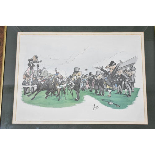 269 - A Set of Four Framed Horse Racing Cartoons, Anthropomorphic Mice, Each 49x36cms