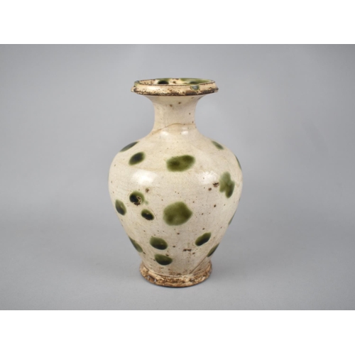 271 - A Reproduction Monochrome Vase with Green Spots, 18cm high