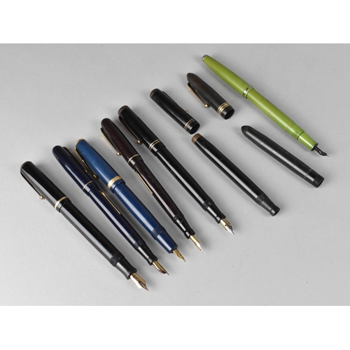 284 - A Collection of Various Vintage Fountain Pens, Five with 14ct Gold Nibs (some condition issues)