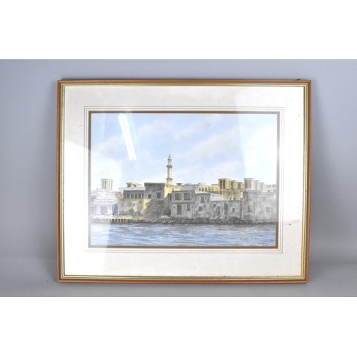 298 - A Framed Watercolour, Dubai 1988 by Elizabeth A Brown, Subject 49x34cm and Frame 66x53cm