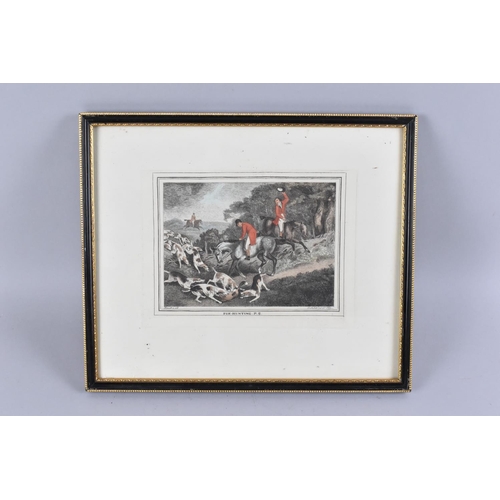 299 - A Late 18th Century Framed Engraving, Fox Hunting, 18.5x14cm