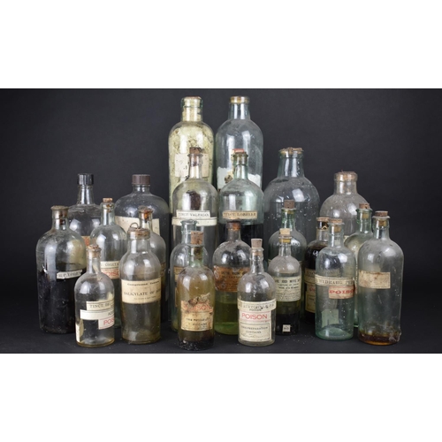 305 - A Collection of Twenty-three Various Glass Chemist or Apothecary Bottles, Some with Paper Labels, th... 