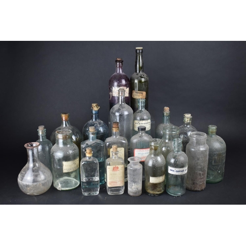 306 - A Collection of Twenty-Two Various Chemist or Apothecary Glass Bottles, Some with Paper Labels, Tall... 