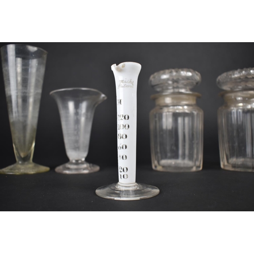 308 - A Collection of 19th Century Pharmaceutical or Chemist Glass Items to Include White Opaque Glass Mea... 