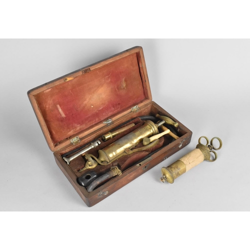 314 - A 19th Century Mahogany Cased Syringe by W Mathews of London (Box with some condition issues) Togeth... 