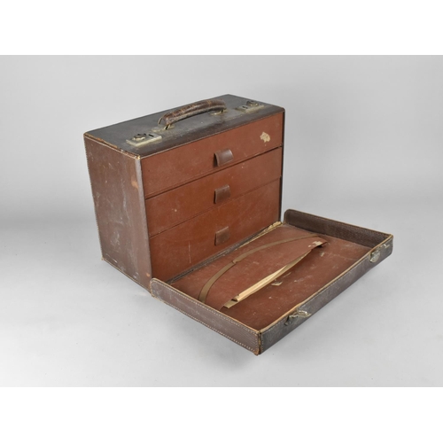 325 - A Mid 20th Century Leather Surgeon's or Doctor's Field Case, the Hinged Lid Revealing Three Drawers ... 