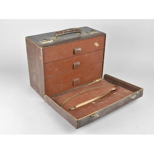 325 - A Mid 20th Century Leather Surgeon's or Doctor's Field Case, the Hinged Lid Revealing Three Drawers ... 