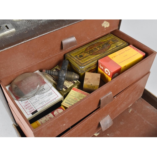 325 - A Mid 20th Century Leather Surgeon's or Doctor's Field Case, the Hinged Lid Revealing Three Drawers ... 