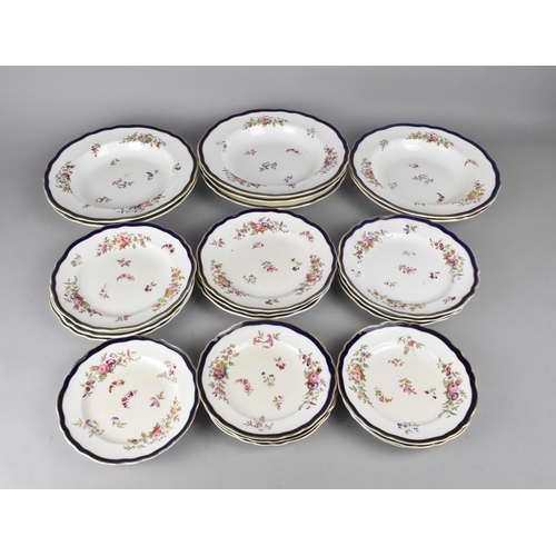 342 - A Late 19th/Early 20th Century Coalport Service Decorated with Floral Sprays Having Cobalt Blue and ... 