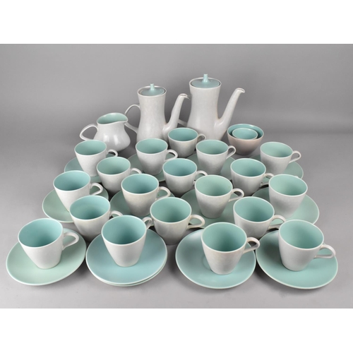 347 - A Poole Pale Blue Twin-tone Service to Comprise Nineteen Cups, Thirteen Cups, Coffee Pots, Milk Jug ... 