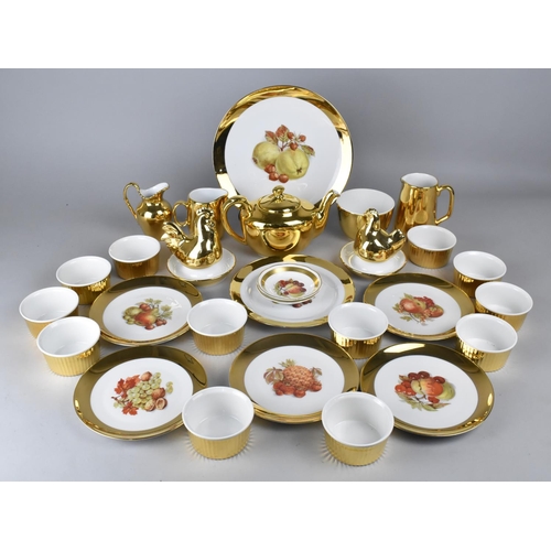 351 - A Collection of Royal Worcester Gilt Items to Comprise Teapot, Twelve Ramekins, Jugs etc Together wi... 