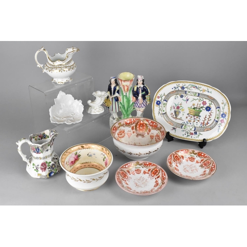 354 - A Collection of Various 19th Century and Later Ceramics to Comprise Staffordshire Flatback Spill Vas... 