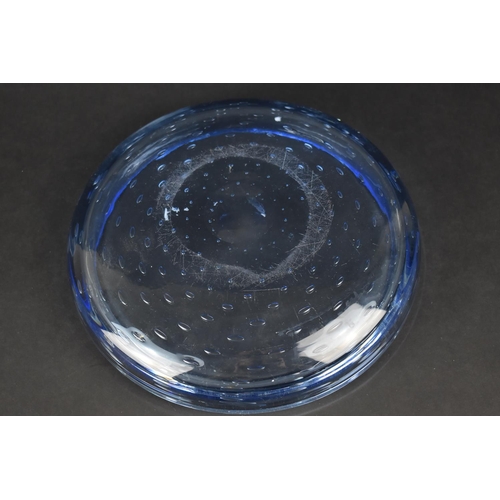 A Whitefriars Blue Art Glass Bullicante Bowl by Geoffrey Baxter, c.1960 ...