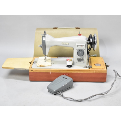 525 - A Vintage Electric Sewing Machine by Jones with Power Lead and Foot Control, Untested