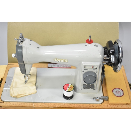 525 - A Vintage Electric Sewing Machine by Jones with Power Lead and Foot Control, Untested