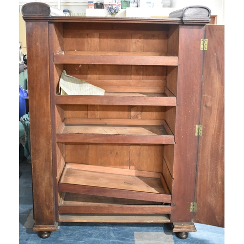 531 - A Mid 19th Century Mahogany Linen Press with Arched Panel Door and Five Slides, 126cm wide, Two Side... 