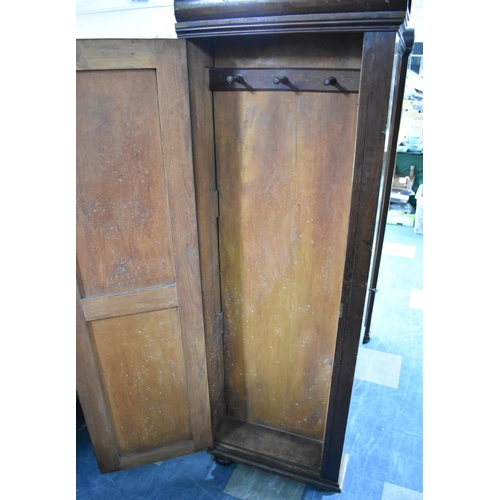 531 - A Mid 19th Century Mahogany Linen Press with Arched Panel Door and Five Slides, 126cm wide, Two Side... 